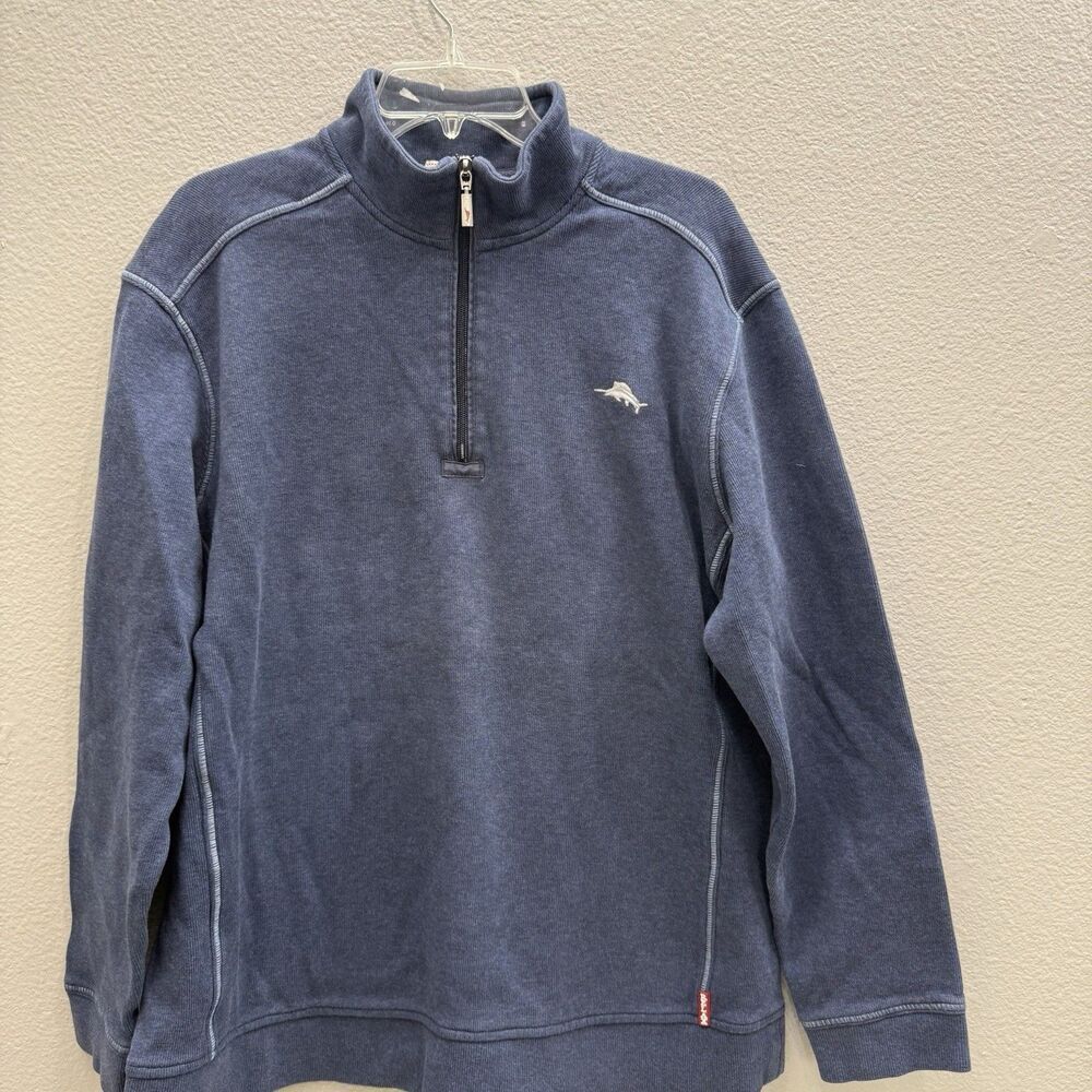 Tommy Bahama Sweater Mens Extra Large Blue 1/4 Zip Relax Pullover